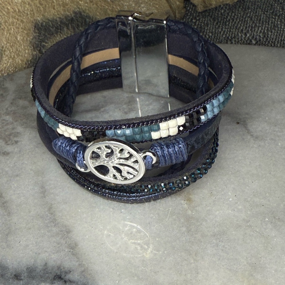 tree  of Life themed navy blue  magnetic bracelet bundle.with.me.jewelry -